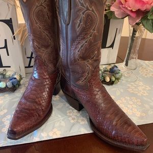 Burgundy Python Leather Boots Star Boots